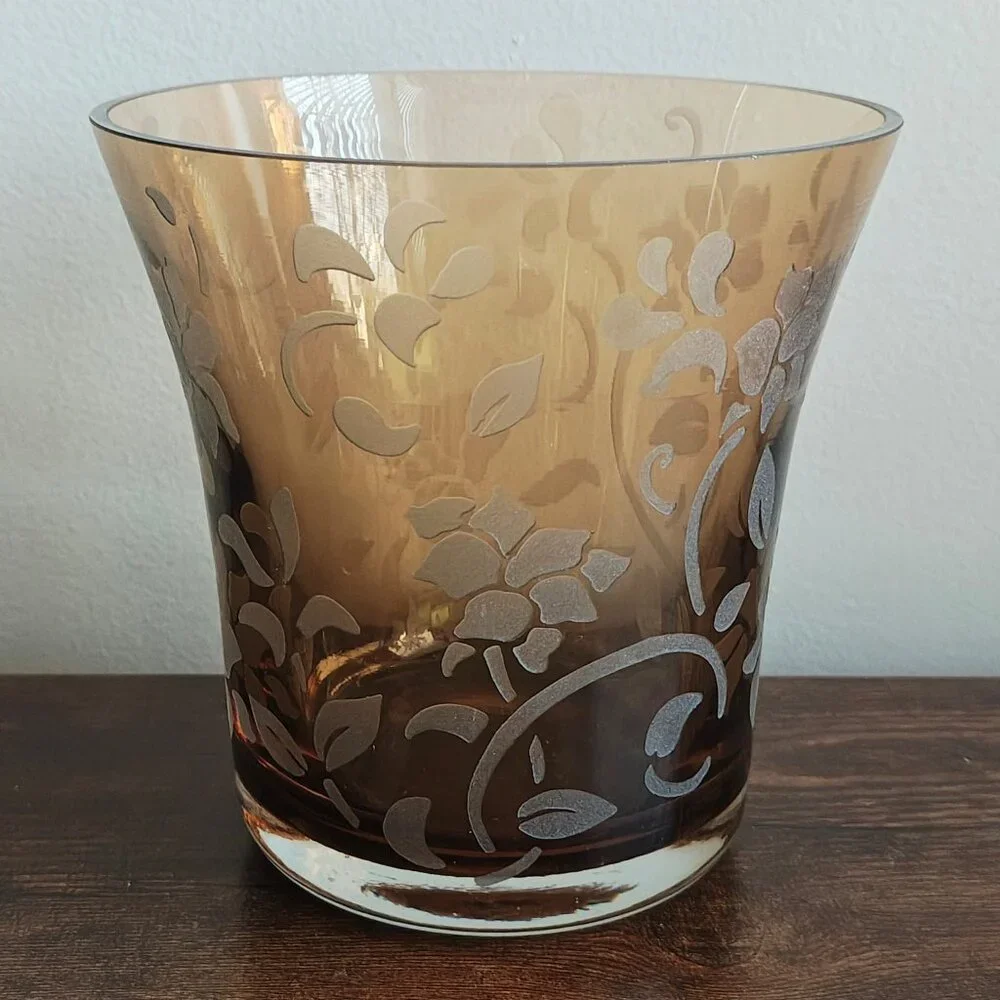 Vintage Etched Glass Vase